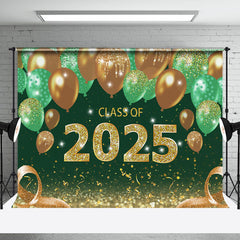 Green Gold Balloon Class Of 2025 Graduation Backdrop