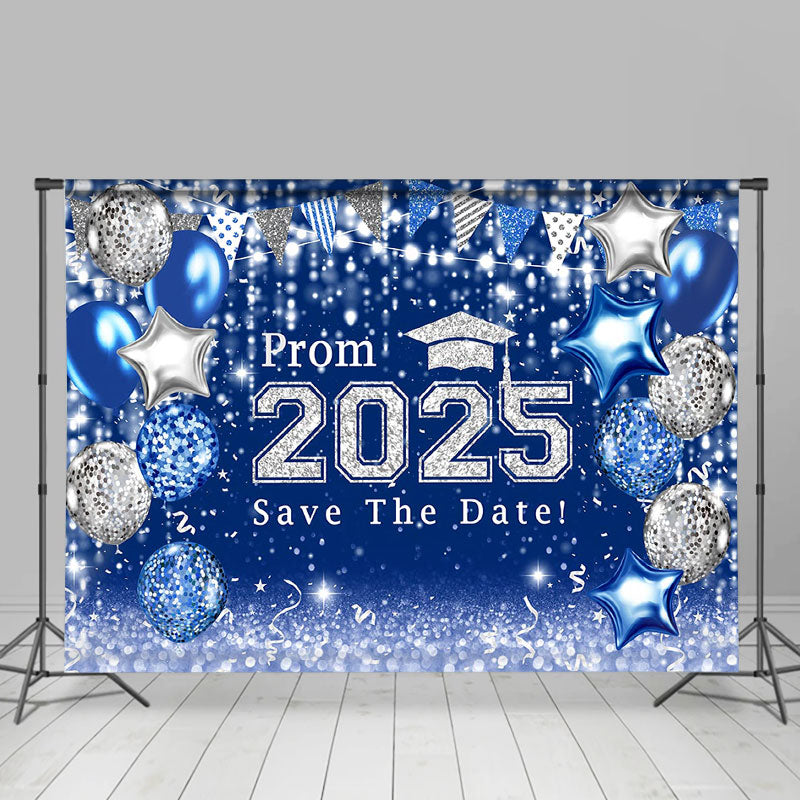 Lofaris Blue Silver Balloons Bokeh Graduation Prom Backdrop