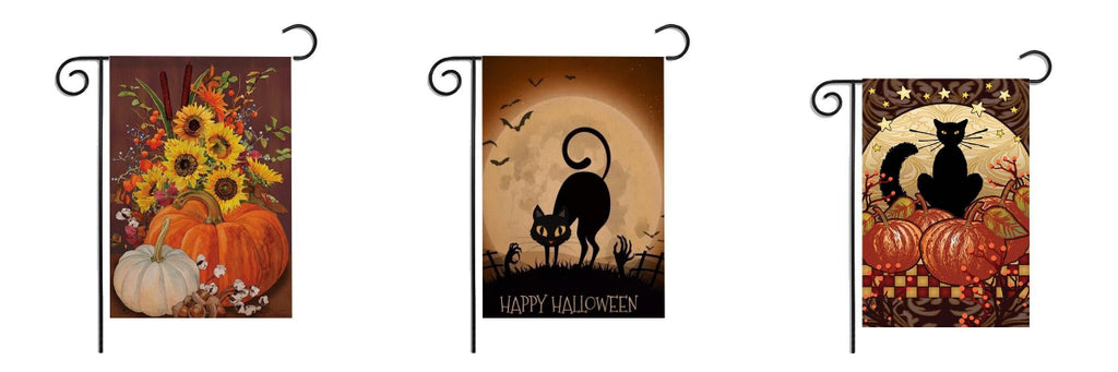 Black Cat Halloween Garden Flags - Lofaris