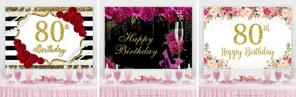 Flowers Lovely Happy 80Th Birthday Backdrop For Women – Lofaris