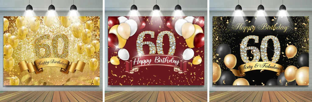 Burgundy And Gold Balloon Happy 60Th Birthday Backdrop – Lofaris