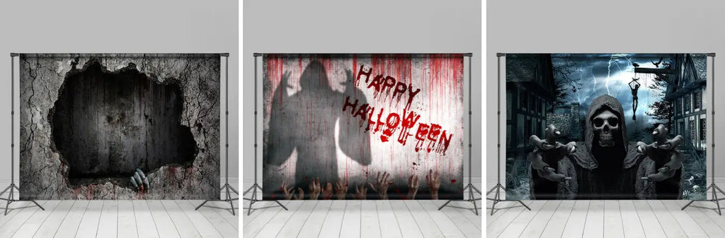 Horror Hands Red Wall Ghost Shadow Halloween Backdrop - Lofaris