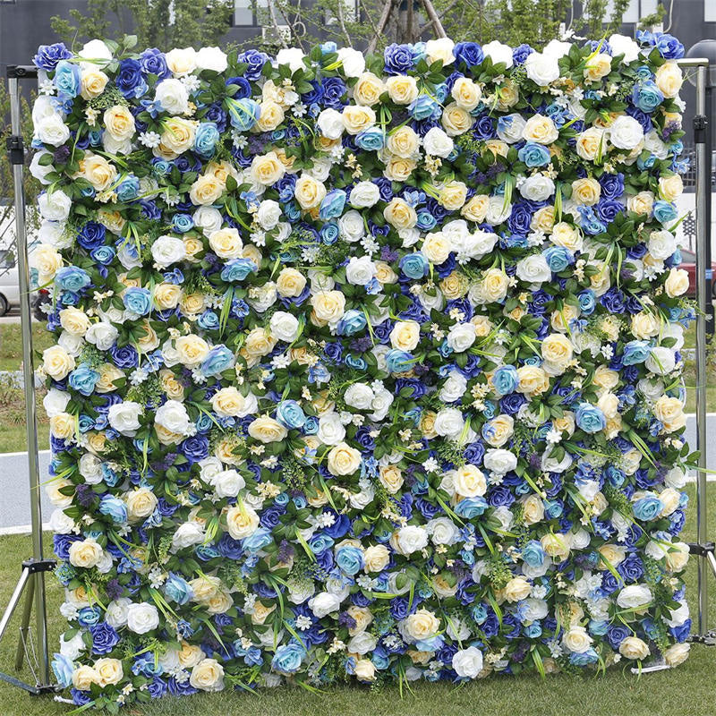 Lofaris 3D Blue White Artificial Flower Wall Wedding Decor