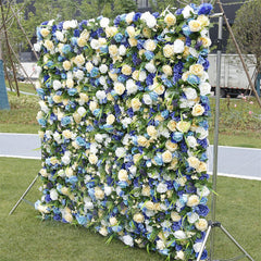 Lofaris 3D Blue White Artificial Flower Wall Wedding Decor