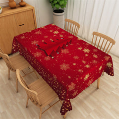 Lofaris 3D Red Christmas Tree Snowflake Tablecloth For Dining