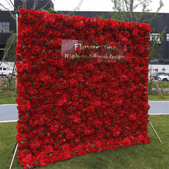 Lofaris 3D Red Rose Outdoor Wedding Decor Floral Backdrop