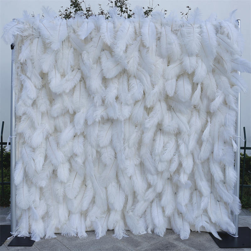 Lofaris 3D White Feather Wall Bridal Shower Party Backdrop