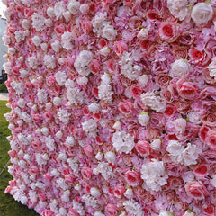 Lofaris 3D White Pink Rose Artificial Flower Wall Wedding Decor