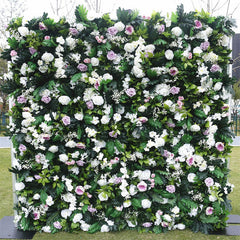 Lofaris 3D White Rose Green Leaves Floral Wall Party Decor