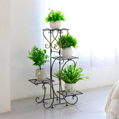 Lofaris 4 Tier High Black Iron Plant Stand For Indoor Decoration