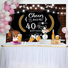 Lofaris Cheers Beers Brown Wood Happy 40Th Birthday Backdrop