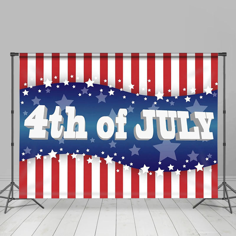 Lofaris 4th July Red White Stripes Independence Day Backdrop