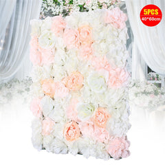 Lofaris 5Pcs Pink White Artificial Flower Wall Panels for Decor