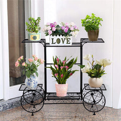 Lofaris 6 Tier Large Wrought Metal Cart Stand For Garden Decor