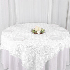 Lofaris 72X72 Inch 3D Rosette Satin Square Table Overlay