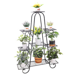 Lofaris 9 Tier Tall Black Iron Flower Pot Plant Multilayer Stand