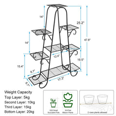 Lofaris 9 Tier Tall Black Iron Flower Pot Plant Multilayer Stand