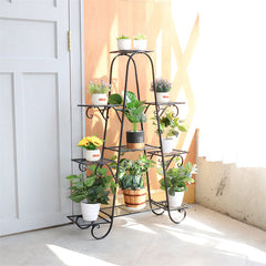 Lofaris 9 Tier Tall Black Iron Flower Pot Plant Multilayer Stand