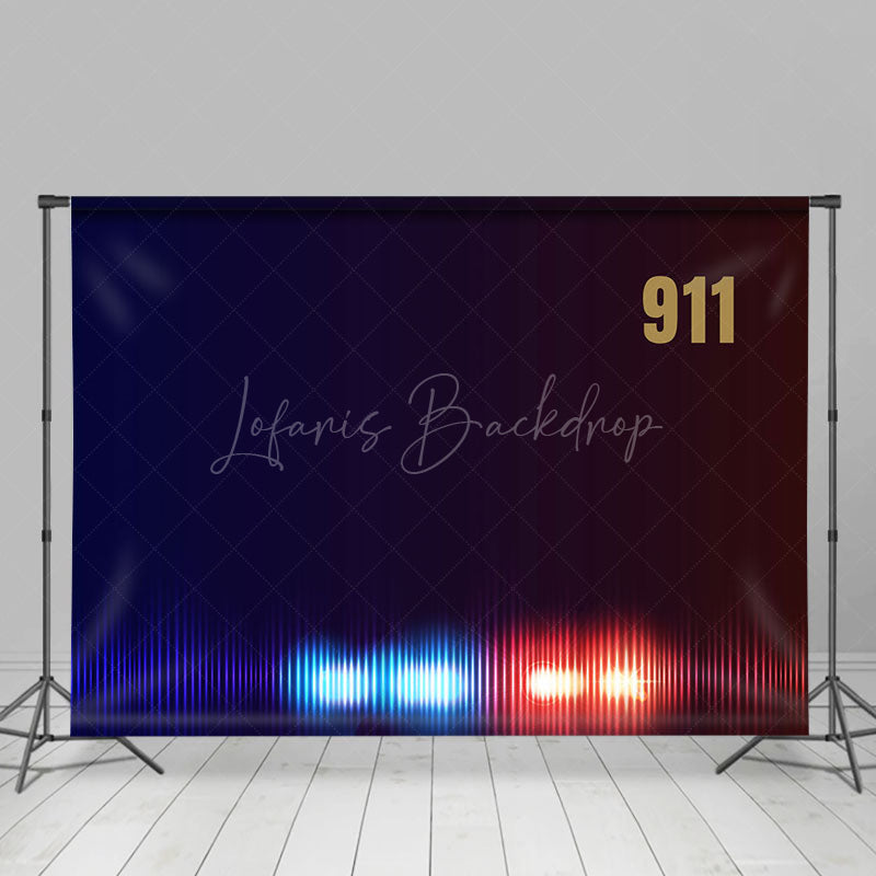 Lofaris 911 Emergency Calls Dark Blue Red Flash Backdrop