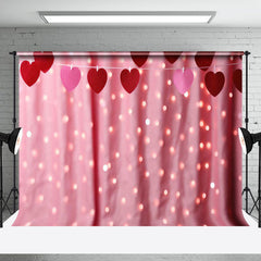 Lofaris Blurry Pink Curtain Heart Valentines Day Backdrop