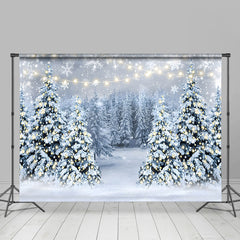 Heavy Snowy Pine Forest Bokeh Photo Winter Backdrop