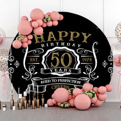 Black White Gold Legend Round 50th Birthday Backdrop