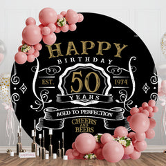 Black White Gold Legend Round 50th Birthday Backdrop