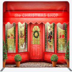 Lofaris Red Shop Window Christmas Pillow Case Backdrop