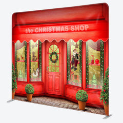 Lofaris Red Shop Window Christmas Pillow Case Backdrop