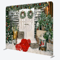 Lofaris White Wood Wall Christmas Pillow Case Backdrop