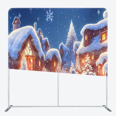 Lofaris Winter Snowflake Village Christmas Pillow Case Backdrop