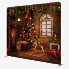 Lofaris Retro Window Christmas Tension Fabric Backdrop