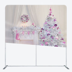 Lofaris Pink Fireplace Christmas Tension Fabric Backdrop