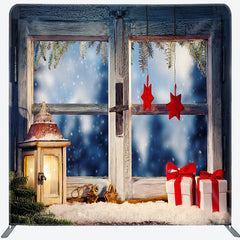 Lofaris Village Window Gifts Christmas Tension Fabric Backdrop