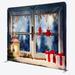 Lofaris Village Window Gifts Christmas Tension Fabric Backdrop