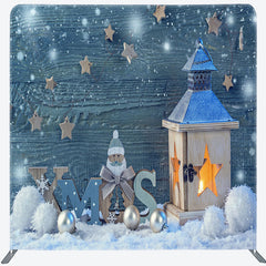 Lofaris Winter Wood Snowman Star Xmas Pillow Case Backdrop