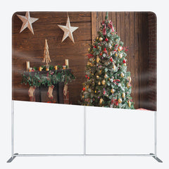 Lofaris Wooden House Star Fireplace Xmas Tension Backdrop