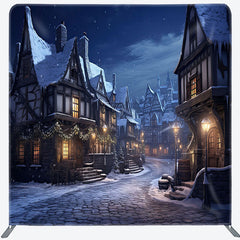 Lofaris Snowy Town Night Scenery Christmas Pillow Case Backdrop