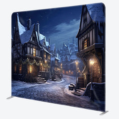 Lofaris Snowy Town Night Scenery Christmas Pillow Case Backdrop