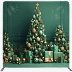 Lofaris Green Wall Bells Snowy Christmas Tension Fabric Backdrop