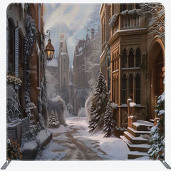 Lofaris Melting Snow Town Path Tension Christmas Backdrop