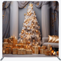 Lofaris Luxury White Wall Curtain Xmas Tension Fabric Backdrop