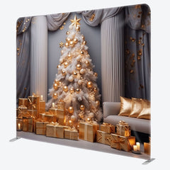 Lofaris Luxury White Wall Curtain Xmas Tension Fabric Backdrop