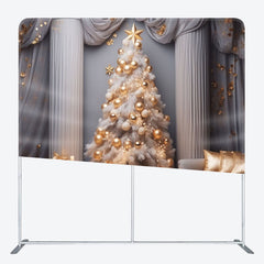 Lofaris Luxury White Wall Curtain Xmas Tension Fabric Backdrop