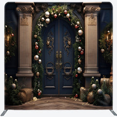 Lofaris Vintage Door Leaves Christmas Pillow Case Backdrop