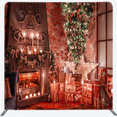 Lofaris Xmas Tree Brick Wall Fireplace Pillow Case Backdrop