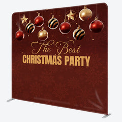 Lofaris Red Gold Ball Merry Christmas Pillow Case Backdrop