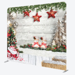 Lofaris Stars Wood Christmas Double-Sided Square Backdrop