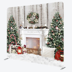 Lofaris Tree Snowy Fireplace Christmas Pillow Case Backdrop