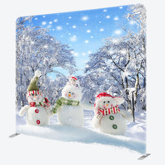 Lofaris Snowman Snowy Grove Christmas Pillow Case Backdrop